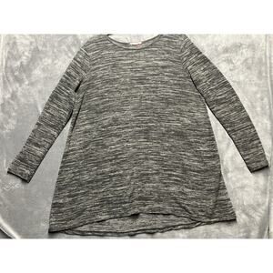 Reborn J Sweater Womans L Gray Brown Suede Elbow Pads Tunic Lightweight Stretch